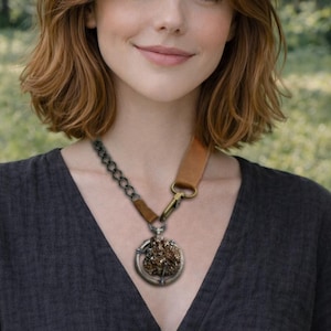 Raw Muscovite Choker: Gemstone Necklace, Antique Pocket Watch, Wearable Art