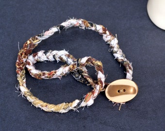 Braided Cotton Boho Bracelet with Button