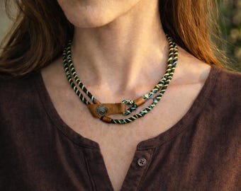 Colorful Cotton Wrap necklace: Boho Hippie Yarn Necklace / bracelet