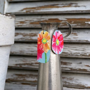 Vintage Floral Earrings, Recycled Tin Earrings, Repurposed Tin Jewelry, Vintage Tin Earrings, Upcycled tin earrings cottage flowers,