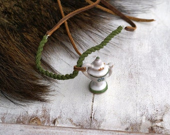 Vintage Handmade Ceramic Mug Necklace: Miniature Jug Pendant