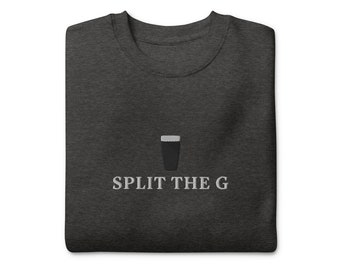 Split the G Embroidered Jumper, Ireland Beer Inspired Gift, Beer Sweatshirt, Stout Lover Ireland, St Patricks Day Apparel, Irish Rugby Gift