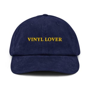 Vinyl Lover Hat – Embroidered Corduroy Cap for Record Collectors, Retro DJ Gift, Music Lover Aesthetic Hat, Turntable Enthusiast