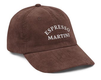 Espresso Martini Corduroy Cap, Coffee Cocktail Lover Gift
