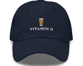 Vitamin G Hat, Beer Lover Cap, Ireland Rugby Merchandise, Irish Pub Headwear, Ireland Holiday Gifts, Irish Stout Hat, Pub Drinking Game