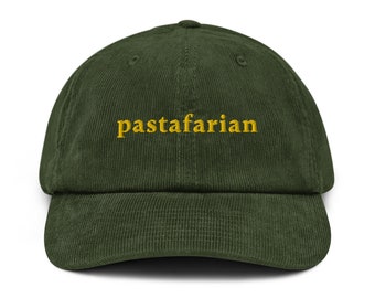 Cappello di velluto a coste pastafariano, regali di pasta, pasta italiana, amante della pasta, amante della pasta rastafariana, regalo Spritz, cappello La Dolce Vita, regalo migliore amica