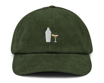 Cappello da barista in velluto a coste, regali per cocktail, berretto Martini espresso, cappello da happy hour, cartello per bevande esclusive, cocktail, cappello da addio al celibato, Margarita