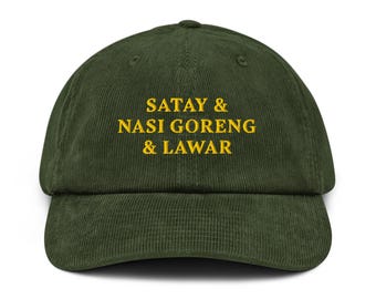 Satay Nasi Goreng Lawar Embroidered Corduroy Hat: Indonesian Foodie Gift