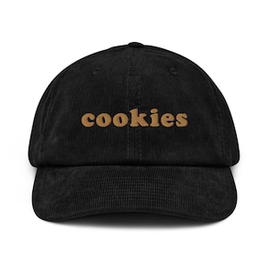 Cookies Hat Embroidered Corduroy Cap for Cookie Lovers, Dessert Girl Gift, Cute Foodie Hat, Snackcore Aesthetic, Sweet Tooth Style