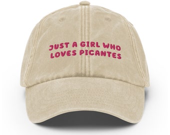 Just a Girl Who Loves Picantes Vintage Hat, Soho House Gift, Picante Tequila Cocktail, Soho Home Baseball Cap, Spicy Chilli Margarita Gifts