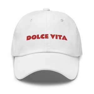 La Dolce Vita Cap Sombrero de papá bordado Regalos italianos Gorra de verano italiana Capri Sombrero de moda para su regalo de vacaciones italiano Cosas de muy buen gusto Pinterest