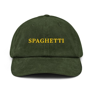 Spaghetti Hat Embroidered Corduroy Cap Pasta Lover Gift Italian Foodie Hat Funny Food Hat Retro Aesthetic Accessory Chef Cooking Cap