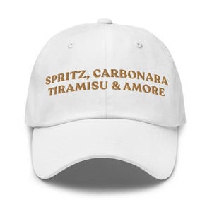 Spritz Carbonara Tiramisu Amore Embroidered Hat Fun Adjustable Cap Italian Food Lovers Unique Gift For Foodies Rome Italy Culture Fans