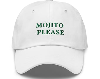 Gorra bordada Mojito Please: gorra de sarga de algodón para amantes de los cócteles