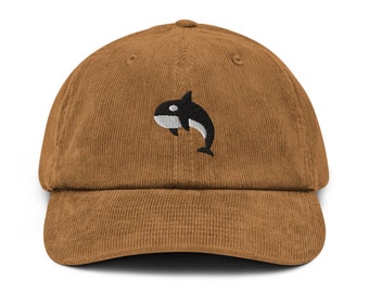 Orca Corduroy hoed, Orka Baseball Cap, Orca Gift, Orka's Hoed, Wildlife een pet, Mariene Bioloog Gift, Ocean Lover Cap, Duiken