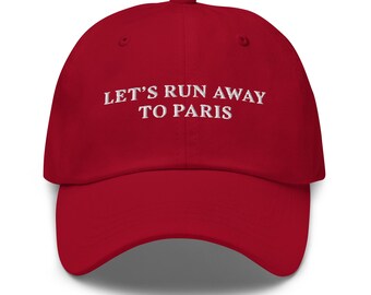 Sombrero de pana bordado "Huyamos a París" – Gorra francesa romántica