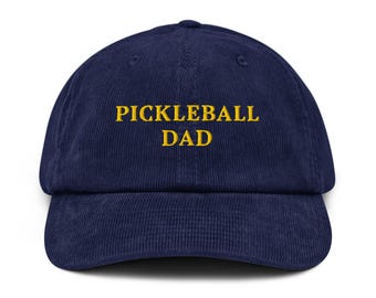 Cappello in velluto a coste ricamato con scritta "Pickleball Dad" - Divertente berretto sportivo
