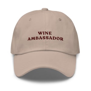 Wine Ambassador Dad hat Funny Wine Cap Wine Lover Sommelier Gift Red Wine Hat Rose Wine Lover White Wine Glasses cap women gift her handmade