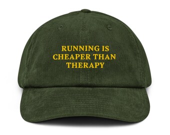 Correr es más económico que hacer terapia: gorra de pana bordada para corredores
