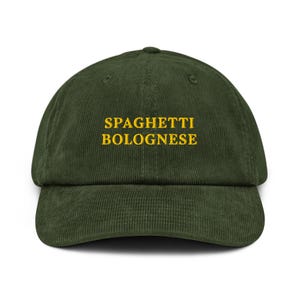 Spaghetti Bolognese Embroidered Hat – Corduroy Foodie Cap for Pasta Lovers