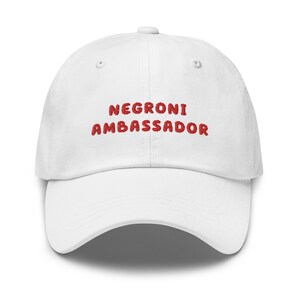 Negroni Ambassador Dad hat, Negroni Cocktail Cap, Negroni Gifts, Italy Holiday Funny Hat, Gin Cocktail Gifts, Handmade Unisex Embroidered