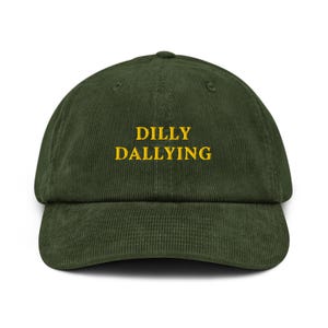 Dilly Dallying-hoed – geborduurde corduroy pet voor uitstellers, Yorkshire Humor Gift, grappige jargonhoed, retro eigenzinnige statement-pet