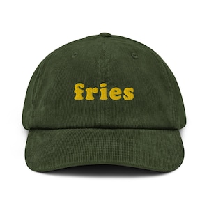 Fries Embroidered Corduroy Hat French Fries Lover Gift Chips Fast Food Fashion Fun Foodie Hat Trendy Snack Hat Corduroy Cap for Foodies