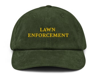 Lawn Enforcement Corduroy hat Gardener Cap Gardening Hat Lawn Mower Gift Funny Dad Jokes Hats Garden Lover Gifts Gardening Fathers Day Hat