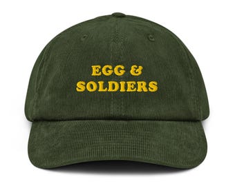 Chapeau Eggs & Soldiers - Casquette en velours côtelé brodée pour les amateurs de petit-déjeuner