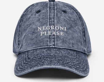 Negroni Please Vintage Cotton Twill Hat, Bartender Gift