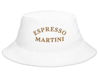 Espresso martini geborduurde vissershoed – op cocktails geïnspireerd ontwerp