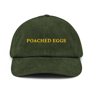 Poached Eggs Hat Embroidered Corduroy Cap Brunch Lover Gift Breakfast Foodie Hat Funny Egg Embroidery Yolk Aesthetic Cap Bottomless Brunch