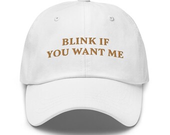Cappello ricamato "Blink If You Want Me" - Berretto in velluto a coste civettuolo