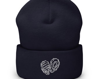Oyster Embroidered Cuffed Beanie – Coastal Inspired Design