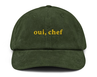 Oui Chef Hat Corduroy hat French Cooking Gift France Cap Embroidered Baseball Cap Culinary Gift Best Friend Gifts Christmas Cooking Hat