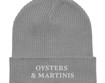 Oysters & Martinis Organic Cotton Ribbed Beanie
