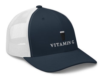 Vitamin G Trucker Cap, Beer Lover Baseball Cap, Stout Hat, Irish Drinking Hat, Ireland Pub Drinking Game, Split the G, Bartender Gift