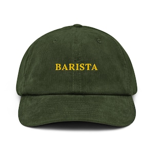 Barista Hat – Embroidered Corduroy Cap for Coffee Professionals, Espresso Lover Gift, Cafe Aesthetic Accessory, Trendy Barista Uniform Hat