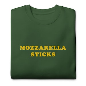 Suéter bordado con palitos de mozzarella Sudadera con comida reconfortante y deliciosa Perfecta para amantes del queso y entusiastas de los bocadillos Regalo de queso Tendencia