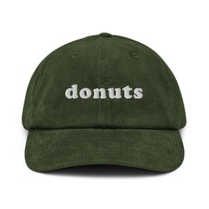 Donuts Hat – Embroidered Corduroy Cap for Food Lovers, Sweet Treat Gift, Dessert Aesthetic Hat, Donut Lover Accessory, Snackcore Fashion