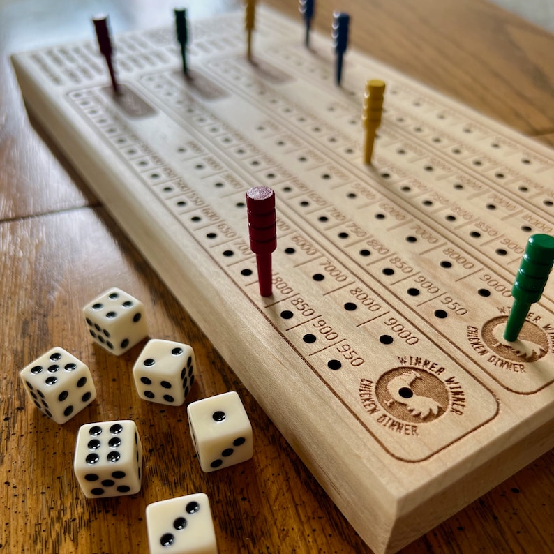 10,000 Farkle Dice Game Handcrafted Solid Maple Board A Perfect Family