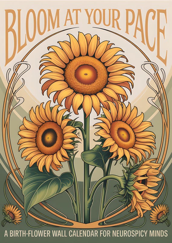 Bloom at Your Pace: A Birth-Flower Wall Calendar for Neurospicy Minds (2026)
