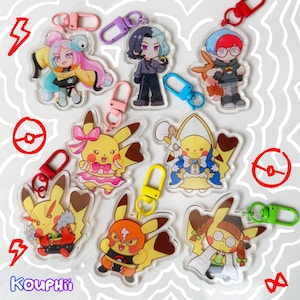 PKMN Pikachu Cosplay Pkmn Trainers Acrylic Keychains (Iono, Penny, Amethio) [CLEARANCE SALE]