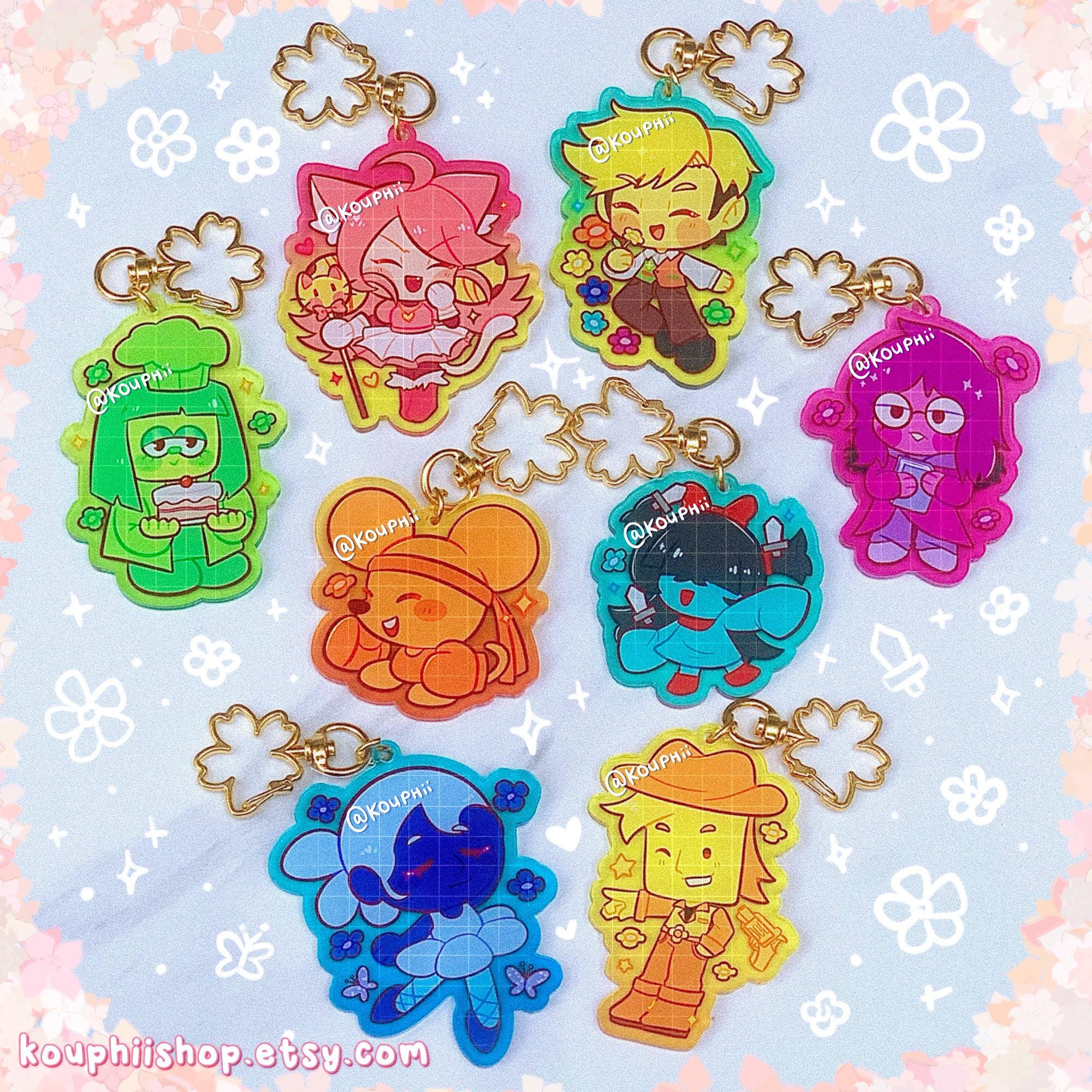 FLOWERS アクキー Deltarune Flowers Acrylic Keychain (flowery, Yellow, Blue, Seth