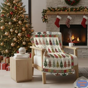 Patchwork Weihnachtsbaum Quilt, Vintage Weihnachtsdecke (60″×80″)