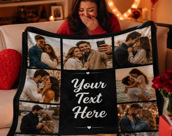 Coperta personalizzata con foto / Coperta in pile personalizzata per coppie / Regalo di anniversario e San Valentino / Coperta personalizzata con testo e foto / Regalo per fidanzato/a