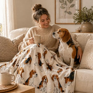 Manta polar con estampado de beagle, manta de regalo para amantes de los perros, manta acogedora para dueños de beagles, decoración del hogar con estampado de cachorros, regalo para mamás perrunas, manta para amantes de las mascotas.