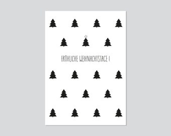 Weihnachtskarte TANNENBÄUME schwarz-weiß A6 | Postkarte Weihnachten Karte Weihnachtsbäume skandinavisch Skandi schlicht | Weihnachtsgeschenk