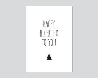 Weihnachtskarte HOHOHO schwarz-weiß A6 | Postkarte Weihnachten Karte Weihnachtsbaum Spruch skandinavisch schlicht | Weihnachtsgeschenk