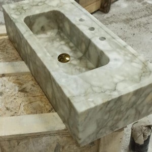 Calacatta Monet Marble Sink Wall Mounted Marble Sink Bathroom Washbasin, Kitchen Tool Powder Room Marble Sink